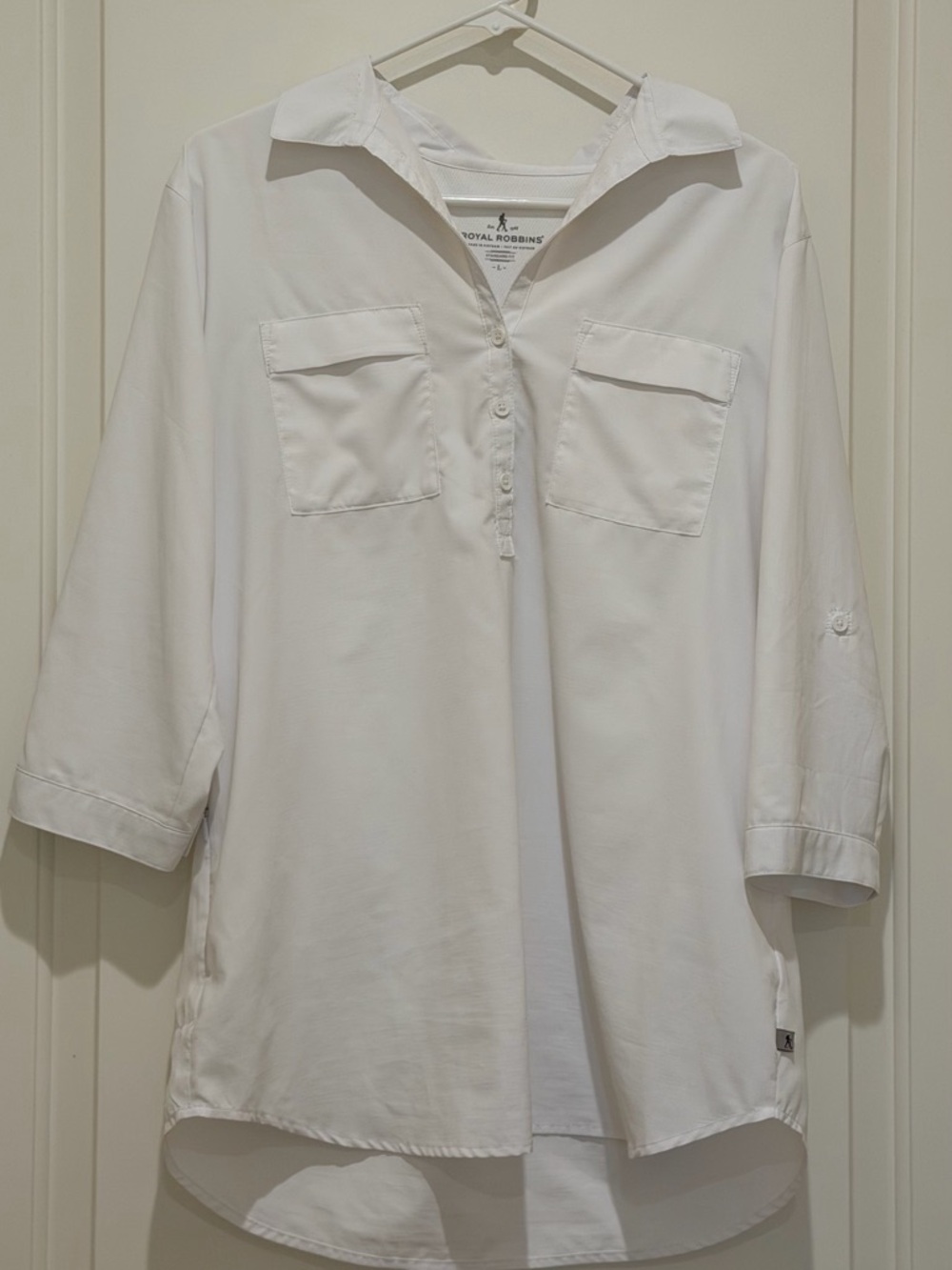 Royal Robbins White Lightweight Button Popover Shirt women’s large